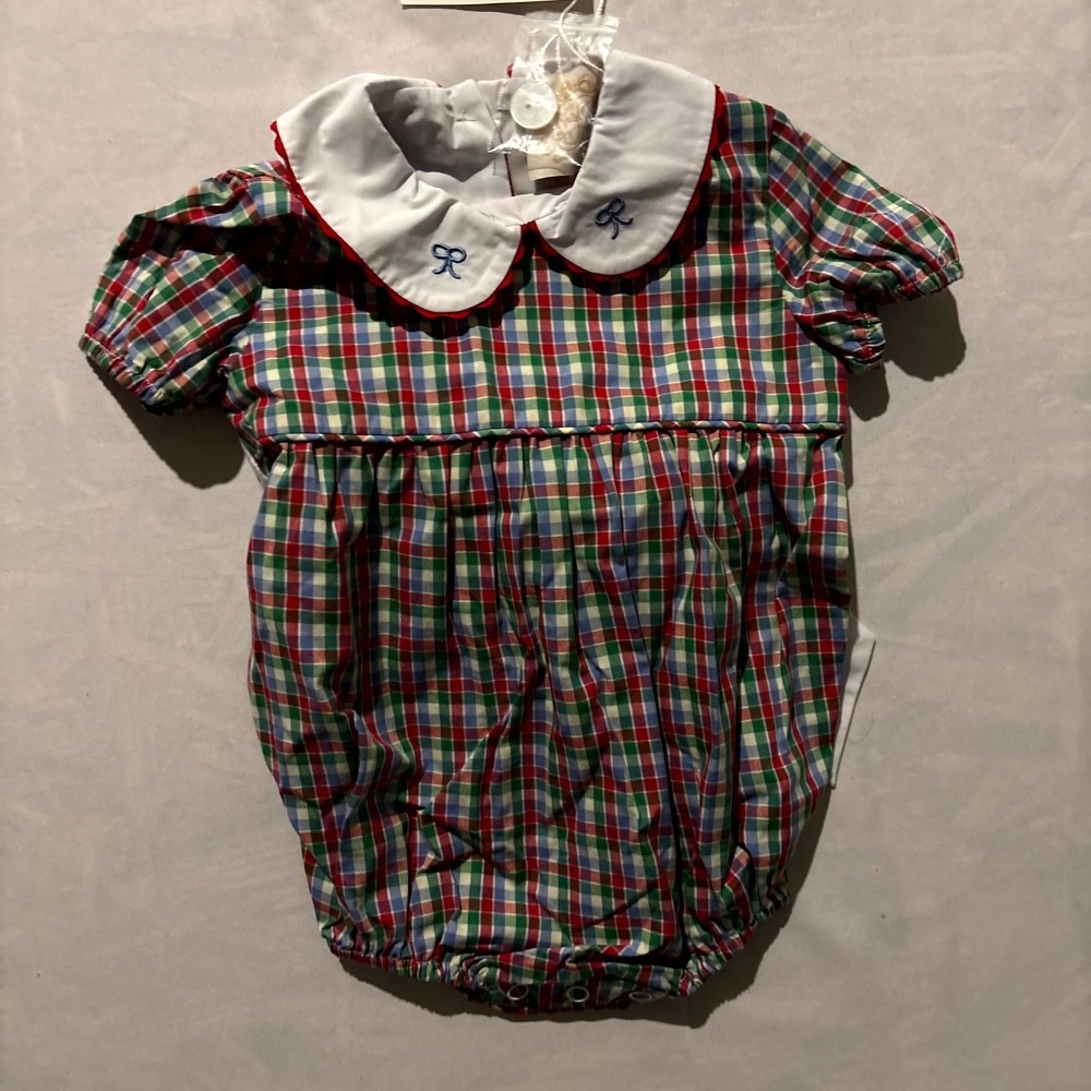 The Beaufort Bonnet Company Cindy Lou Sash Bubble Dress Girl 6/12M Multi Plaid